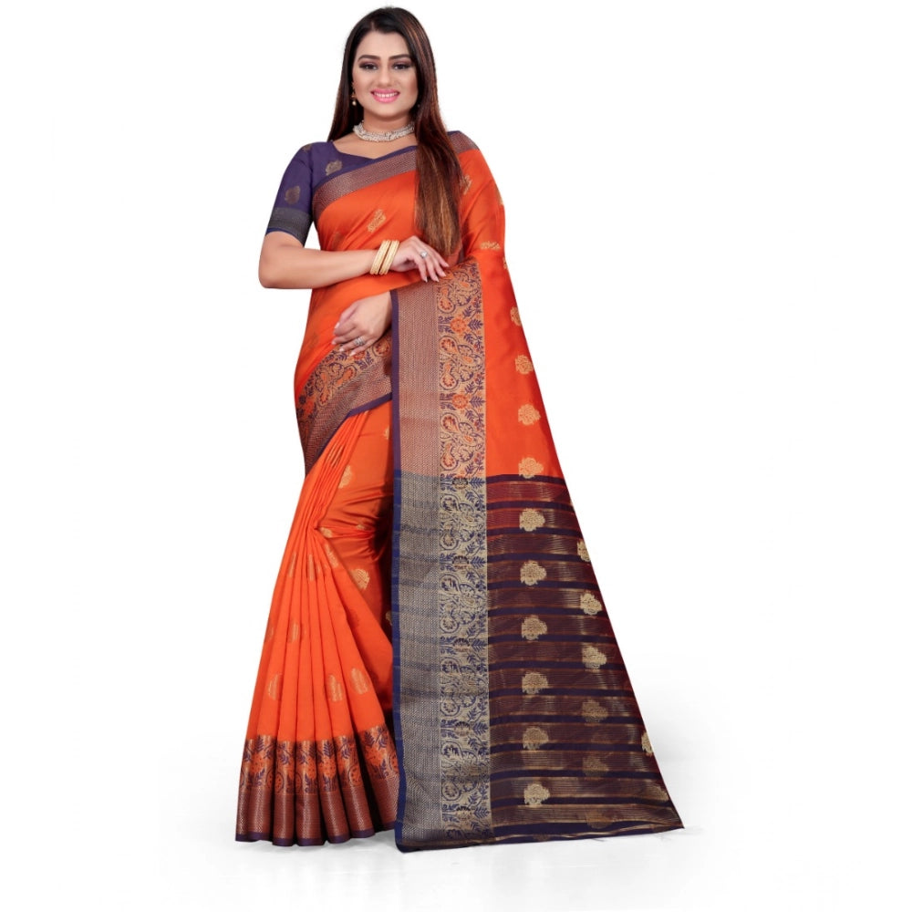 Women'S Silk Blend Woven Saree With Unstitched Blouse 5.5Mtr (
