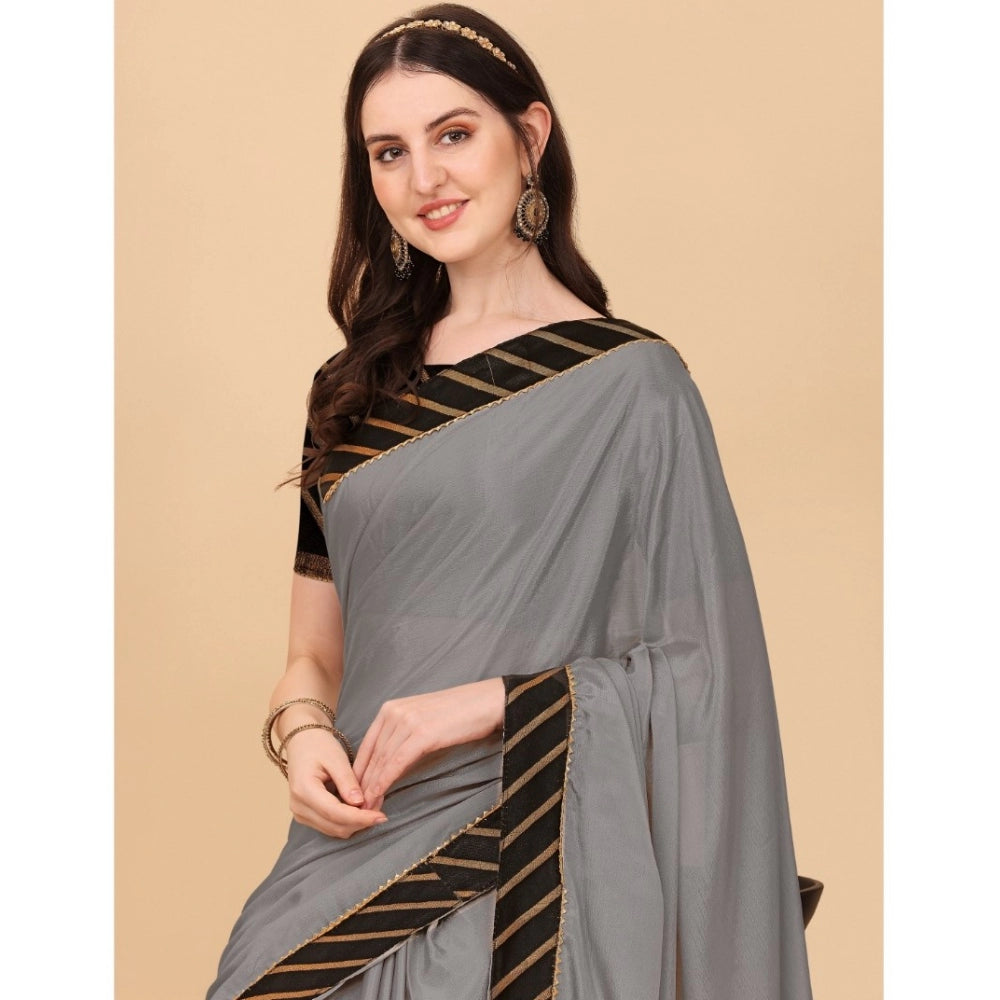 Women'S Chiffon Self Design Saree With Unstitched Blouse 5.5Mt