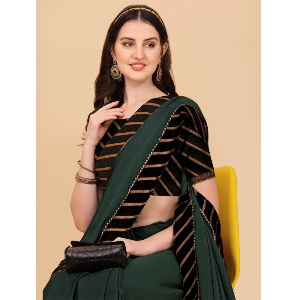 Women'S Chiffon Self Design Saree With Unstitched Blouse 5.5Mt
