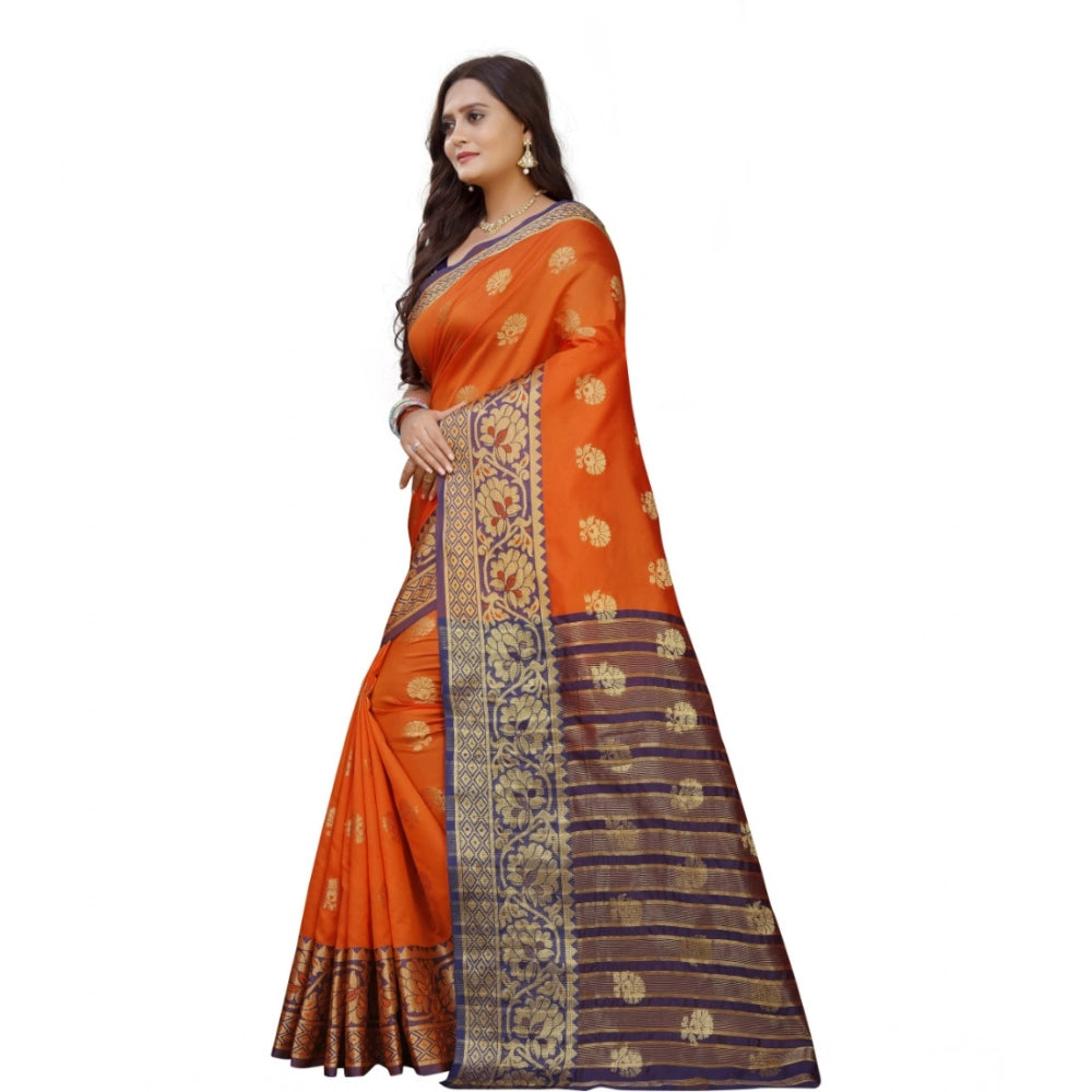 Women'S Silk Blend Woven Saree With Unstitched Blouse 5.5Mtr (