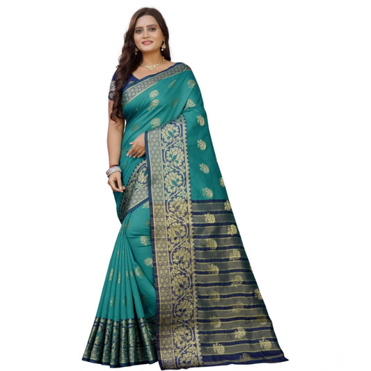 Women'S Silk Blend Woven Saree With Unstitched Blouse 5.5Mtr (
