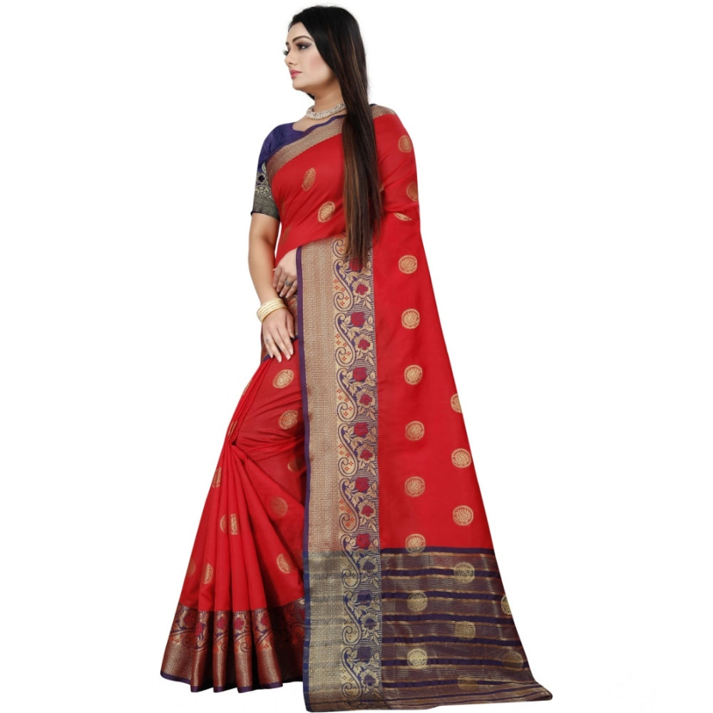 Women'S Silk Blend Woven Saree With Unstitched Blouse 5.5Mtr (