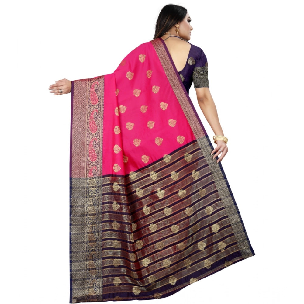 Women'S Silk Blend Woven Saree With Unstitched Blouse 5.5Mtr (