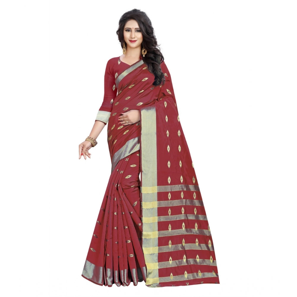 Women'S Silk Blend Woven Saree With Unstitched Blouse 5.5Mtr (