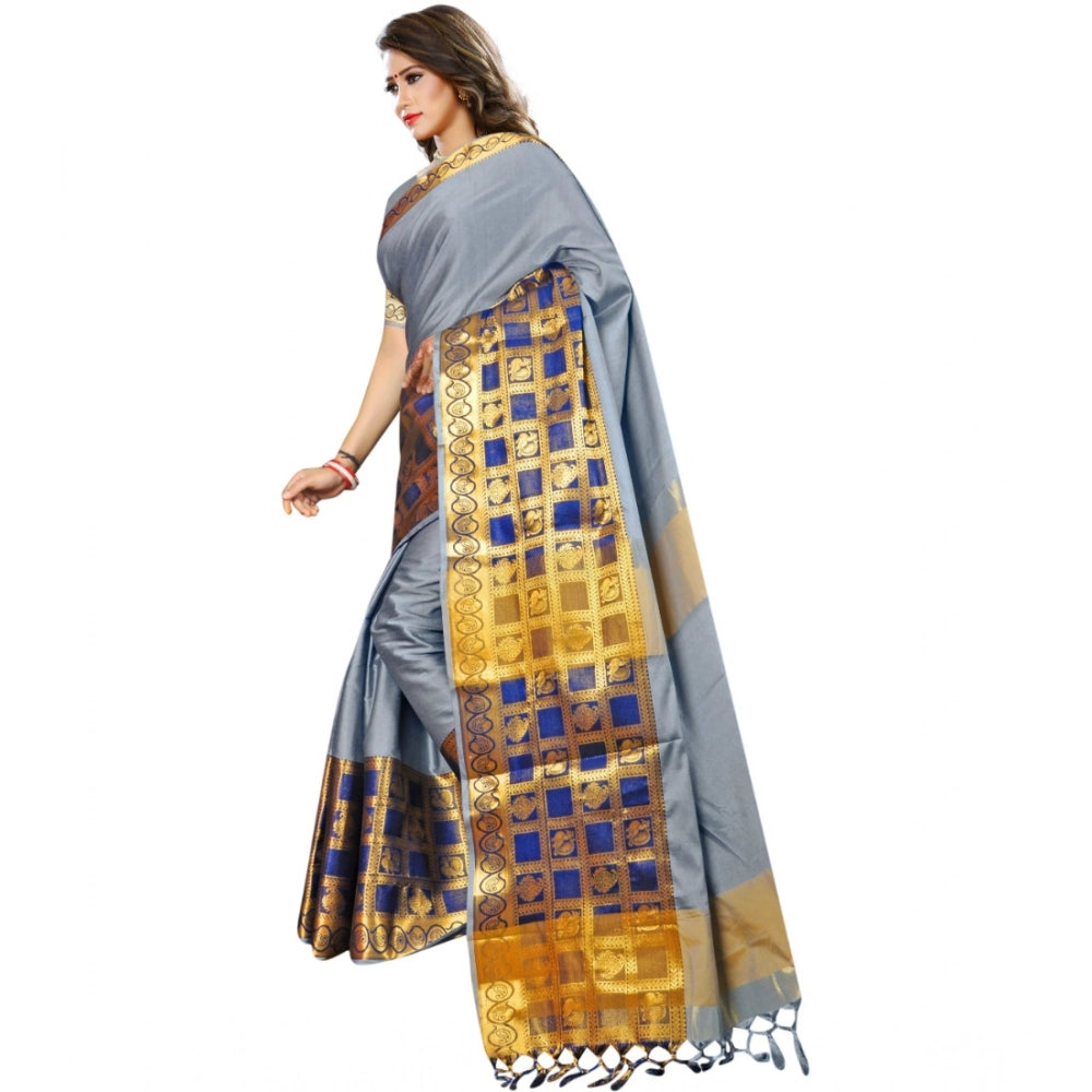 Women'S Jacquard Woven Saree With Unstitched Blouse 5.5Mtr (Li