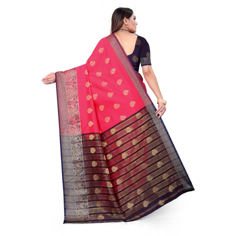 Women'S Silk Blend Woven Saree With Unstitched Blouse 5.5Mtr (