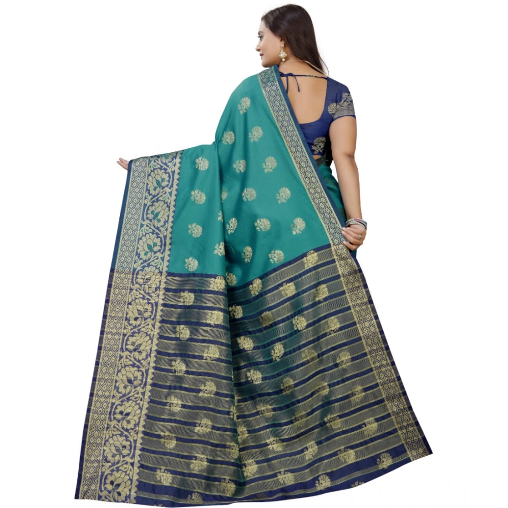 Women'S Silk Blend Woven Saree With Unstitched Blouse 5.5Mtr (