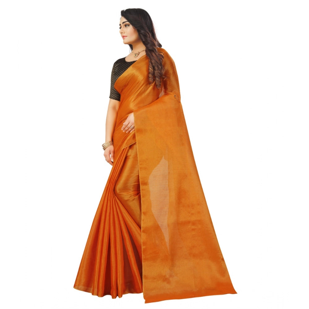 Women'S Cotton Silk Self Design Saree With Unstitched Blouse 5