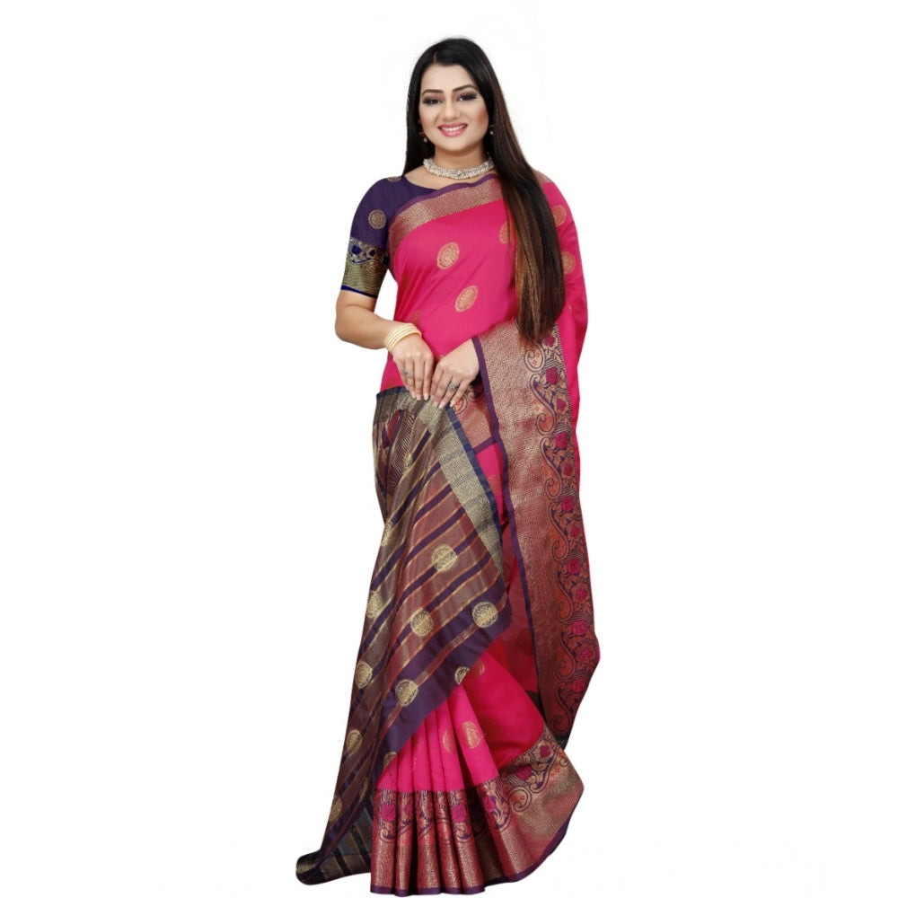 Women'S Silk Blend Woven Saree With Unstitched Blouse 5.5Mtr (
