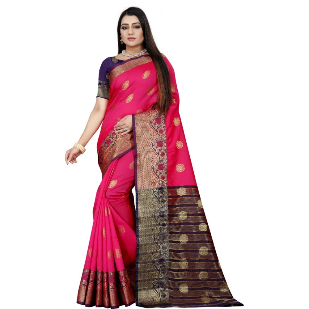 Women'S Silk Blend Woven Saree With Unstitched Blouse 5.5Mtr (