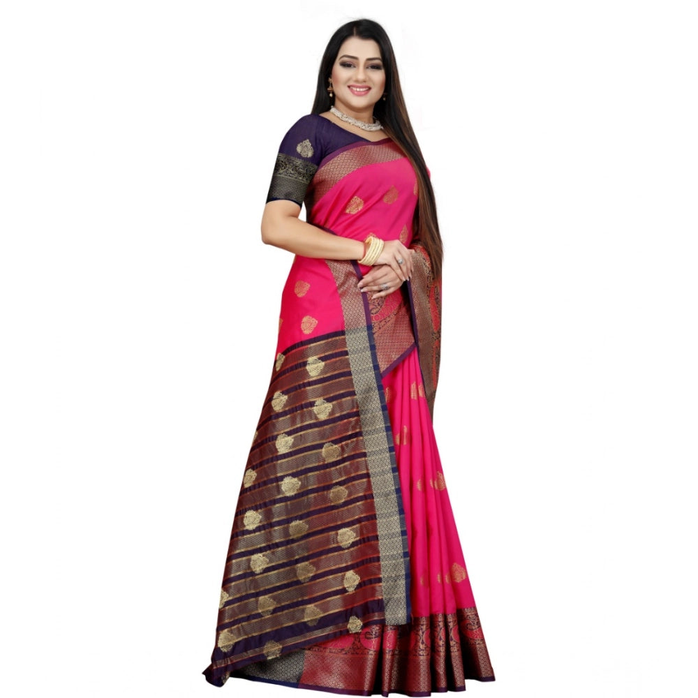 Women'S Silk Blend Woven Saree With Unstitched Blouse 5.5Mtr (