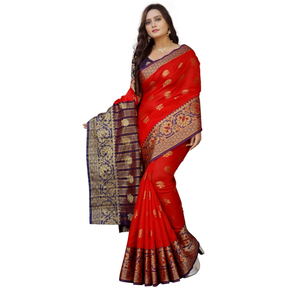 Women'S Silk Blend Woven Saree With Unstitched Blouse 5.5Mtr (