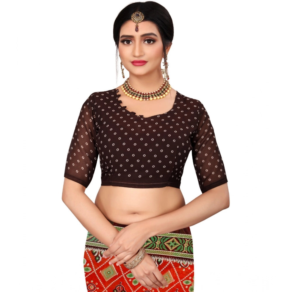 Women'S Georgette Floral Print Saree With Unstitched Blouse 5.