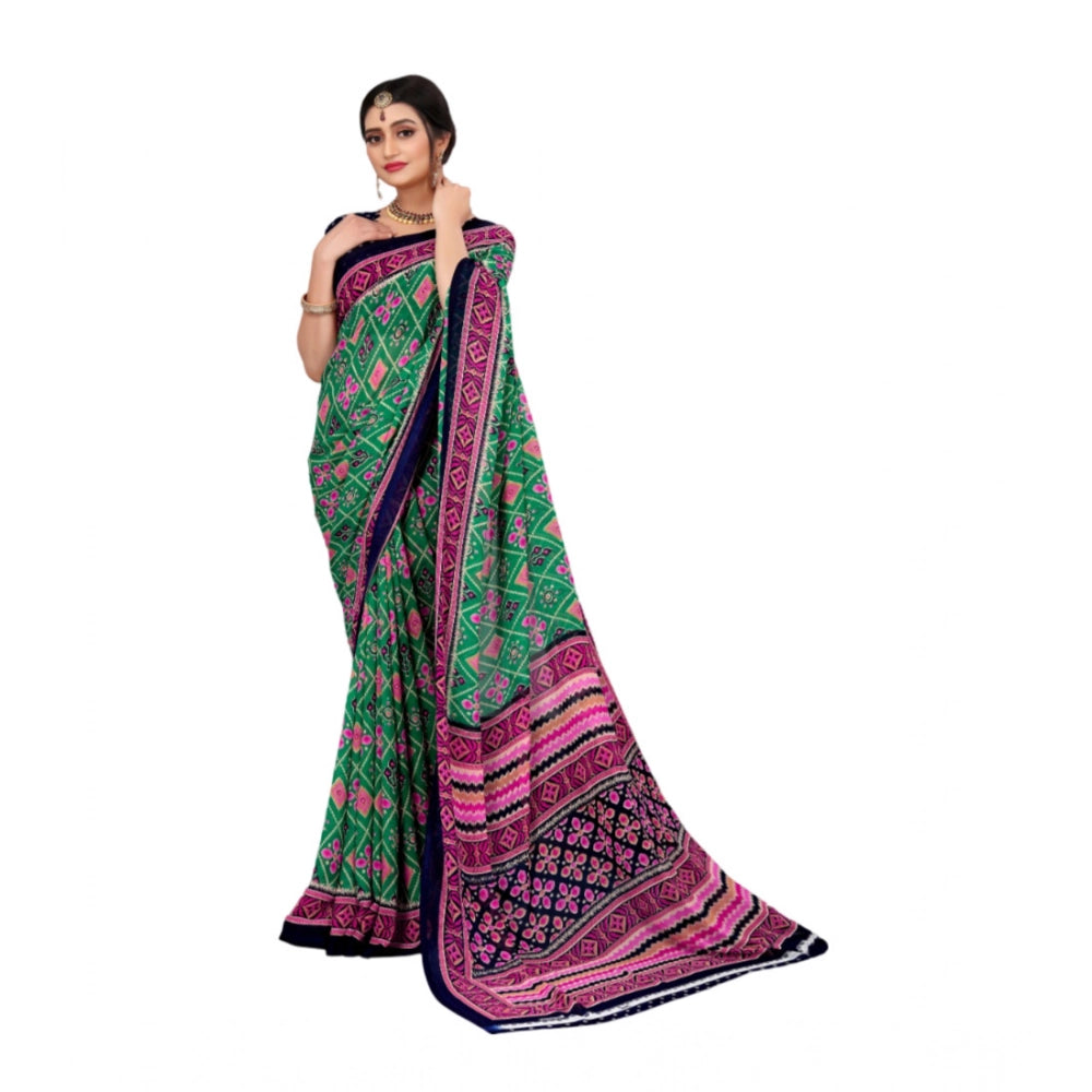 Women'S Georgette Floral Print Saree With Unstitched Blouse 5.