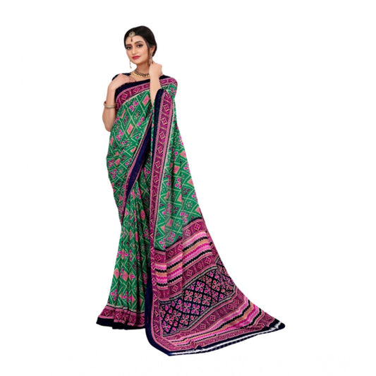 Women'S Georgette Floral Print Saree With Unstitched Blouse 5.