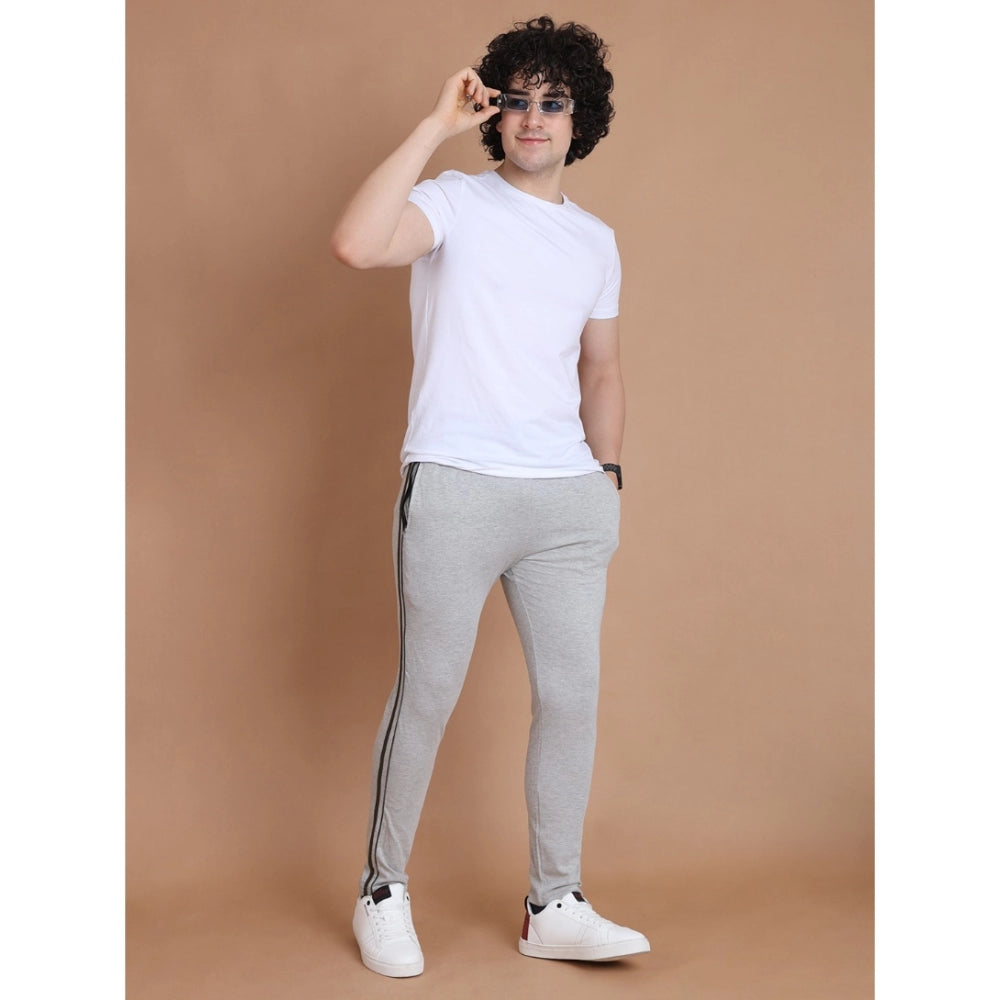 Men'S Casual Cotton Striped Full Length Track Pant (Greymelang