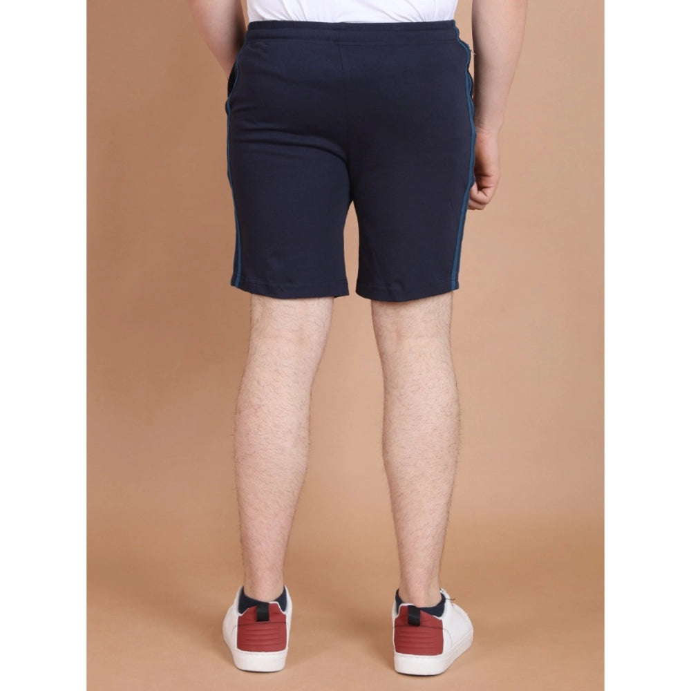 Men'S Casual Cotton Striped Above Knee Shorts (Navy)