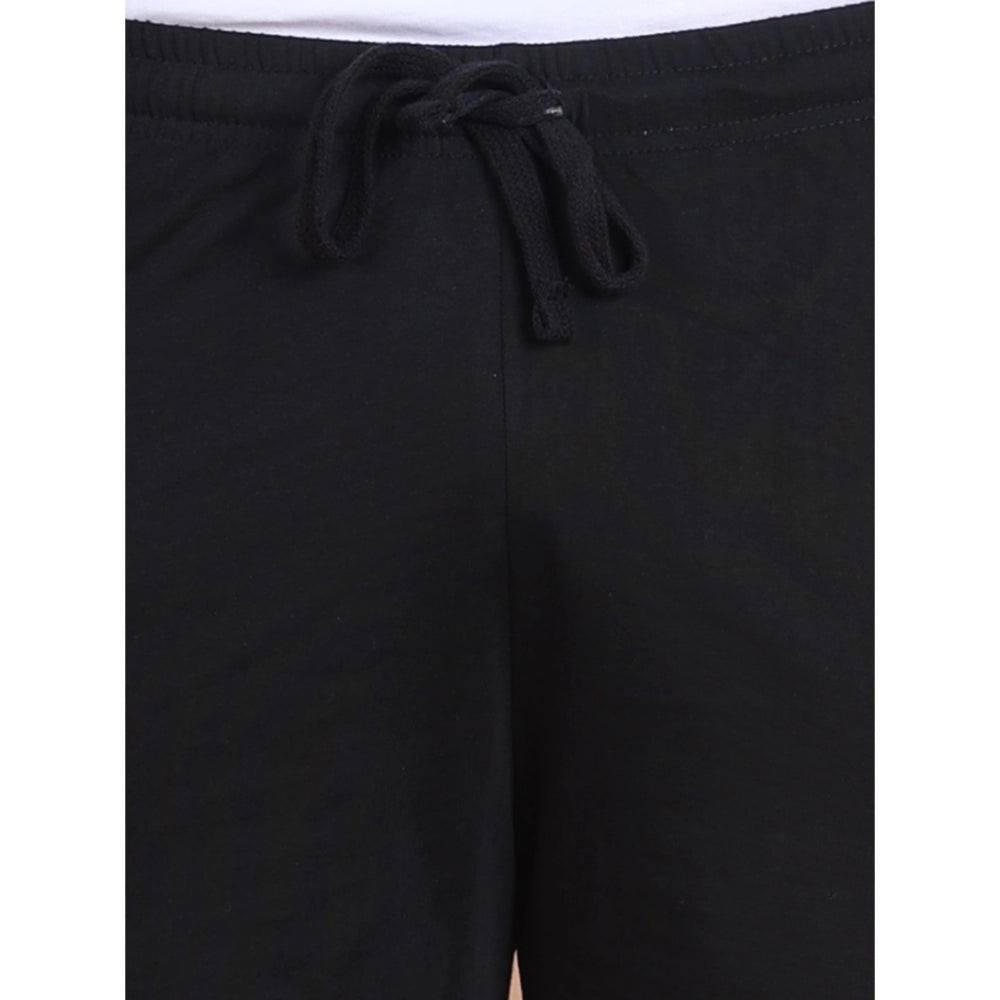 Men'S Casual Cotton Striped Above Knee Shorts (Black)
