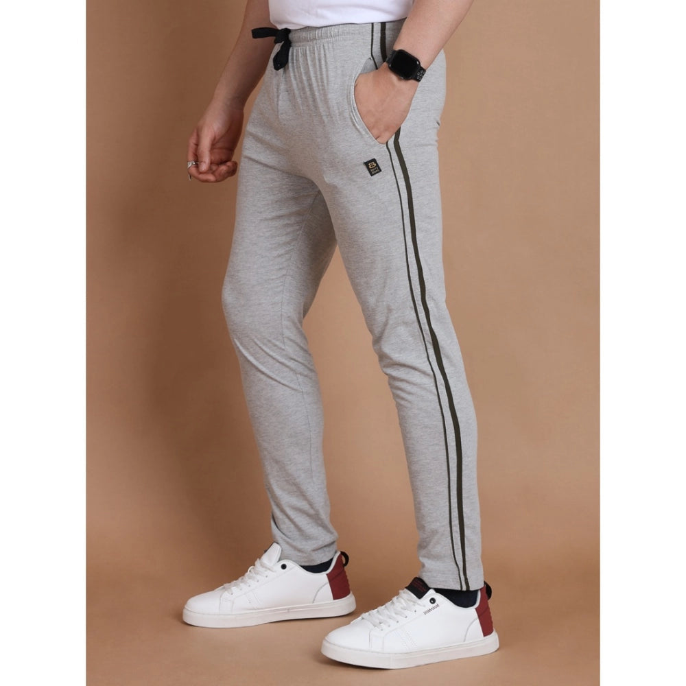 Men'S Casual Cotton Striped Full Length Track Pant (Greymelang
