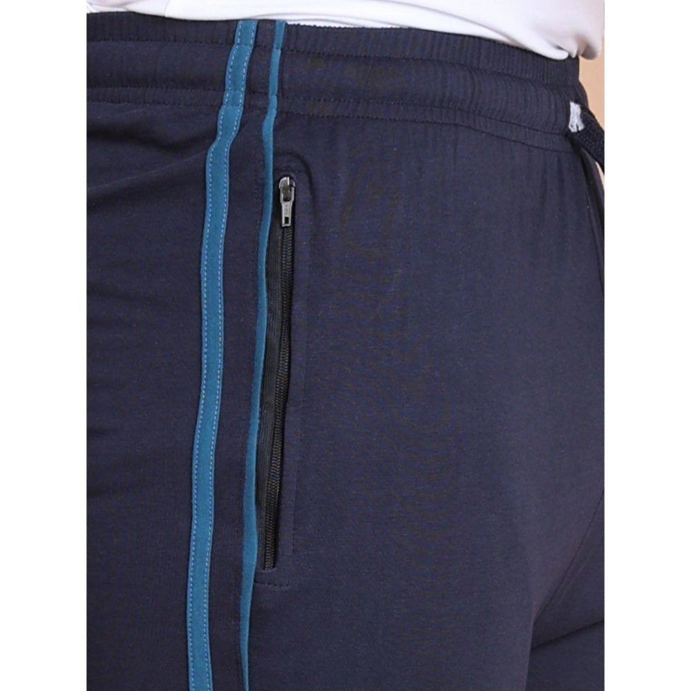 Men'S Casual Cotton Striped Full Length Track Pant (Navy)