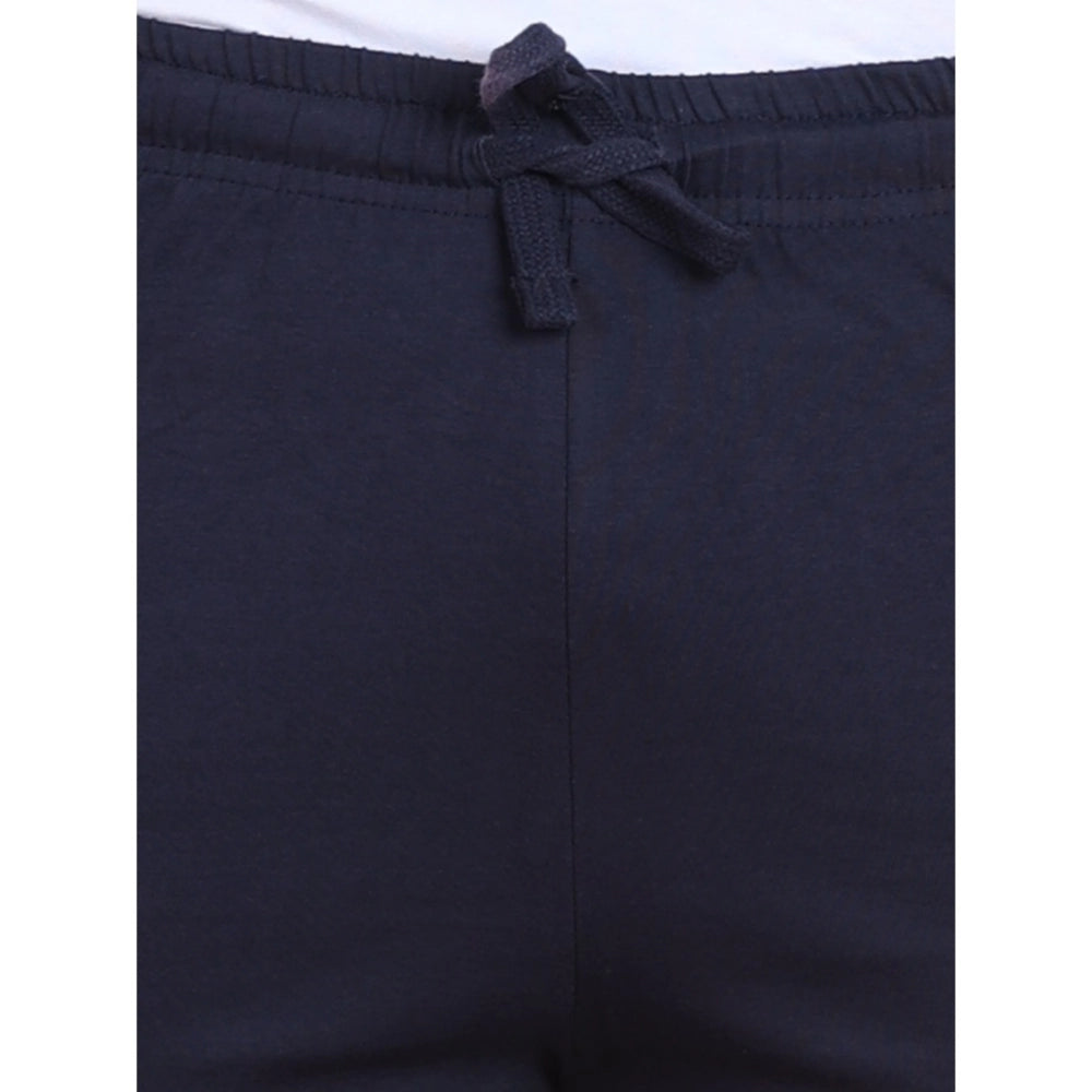 Men'S Casual Cotton Striped Above Knee Shorts (Navy)