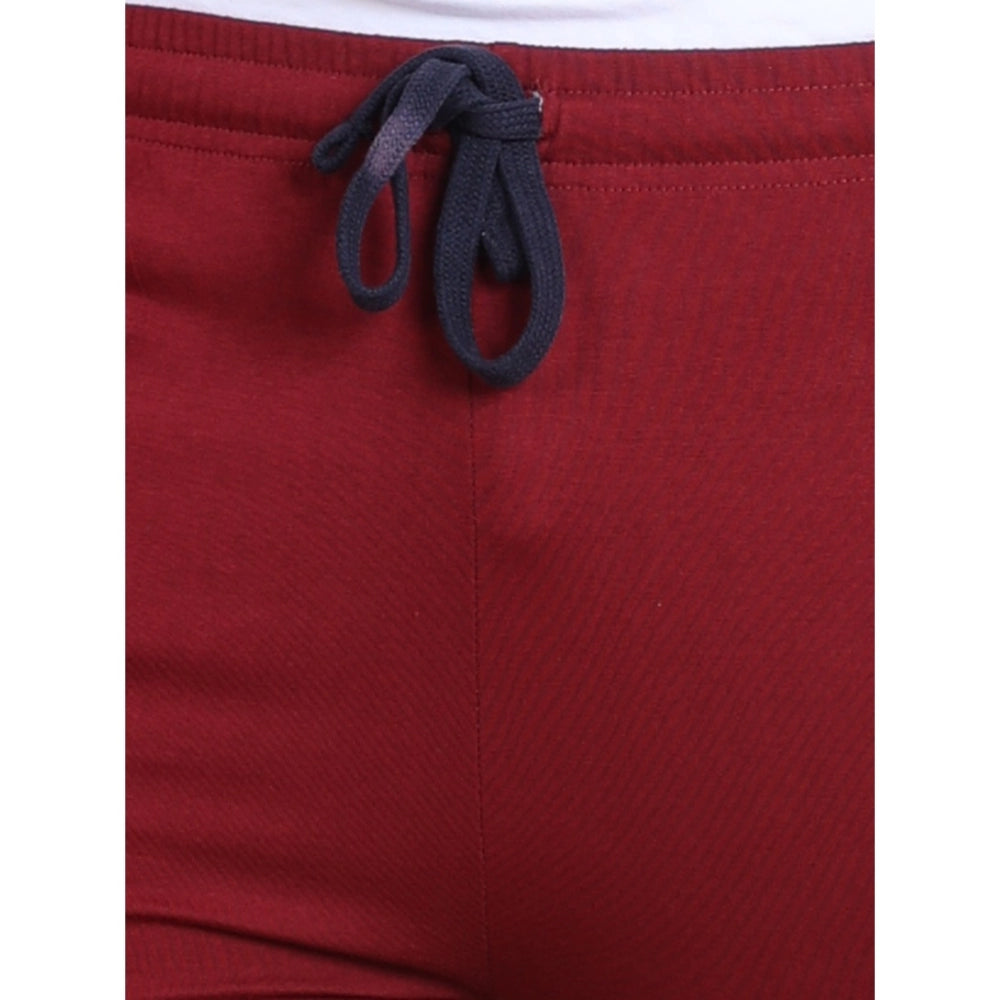 Men'S Casual Cotton Striped Full Length Track Pant (Maroon)