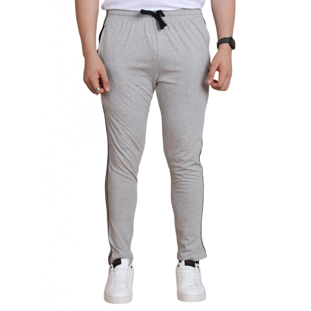 Men'S Casual Cotton Striped Full Length Track Pant (Greymelang