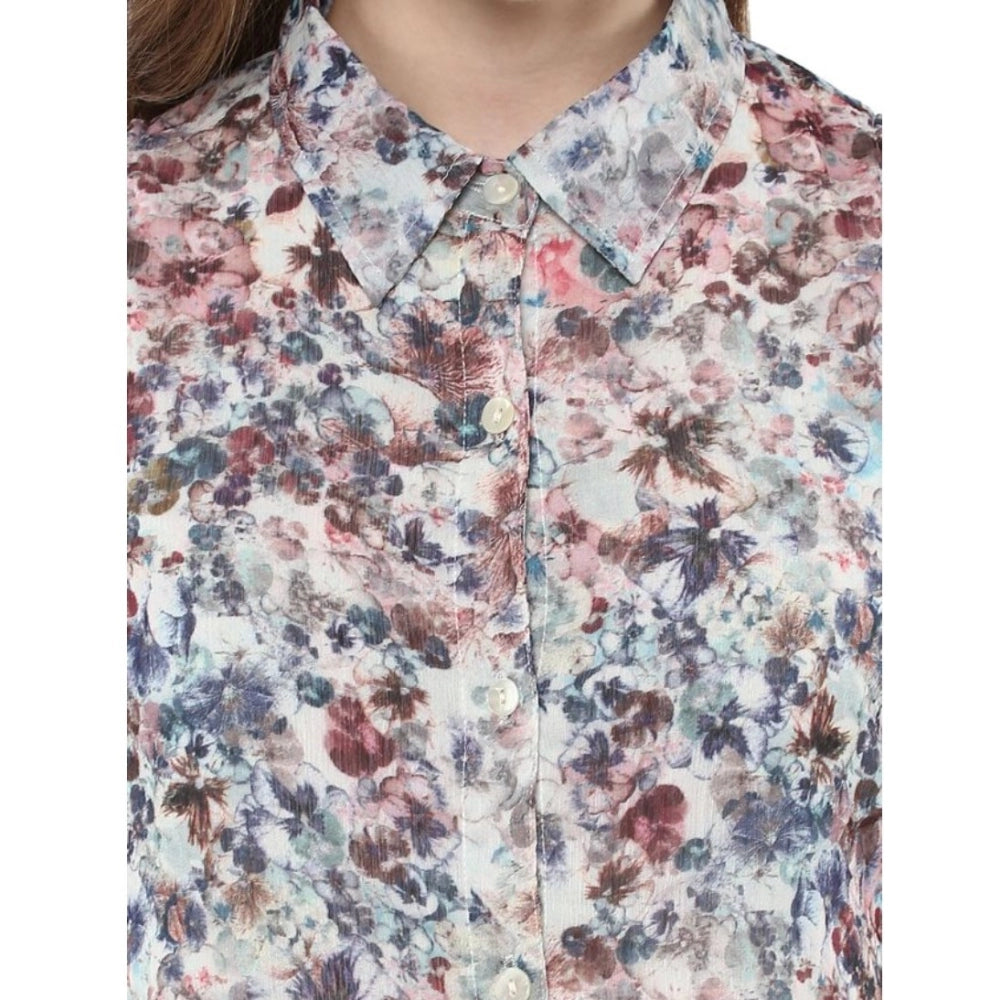 Women'S Polyester Chiffon Printed Sleeveless Dress (Multicolor
