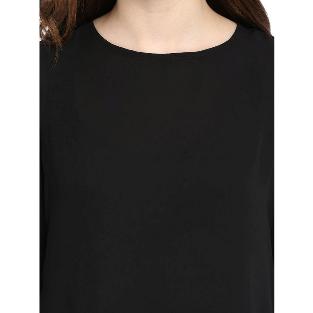 Women'S Polyester Georgette Self Design Bell Sleeve Regular To