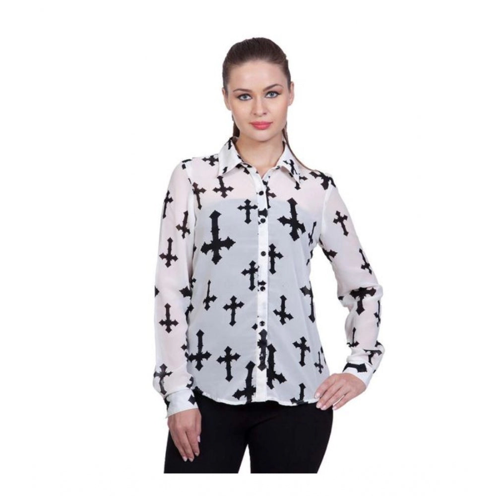 Women'S Polyester Printed Long Sleeves Standard Length Shirt (