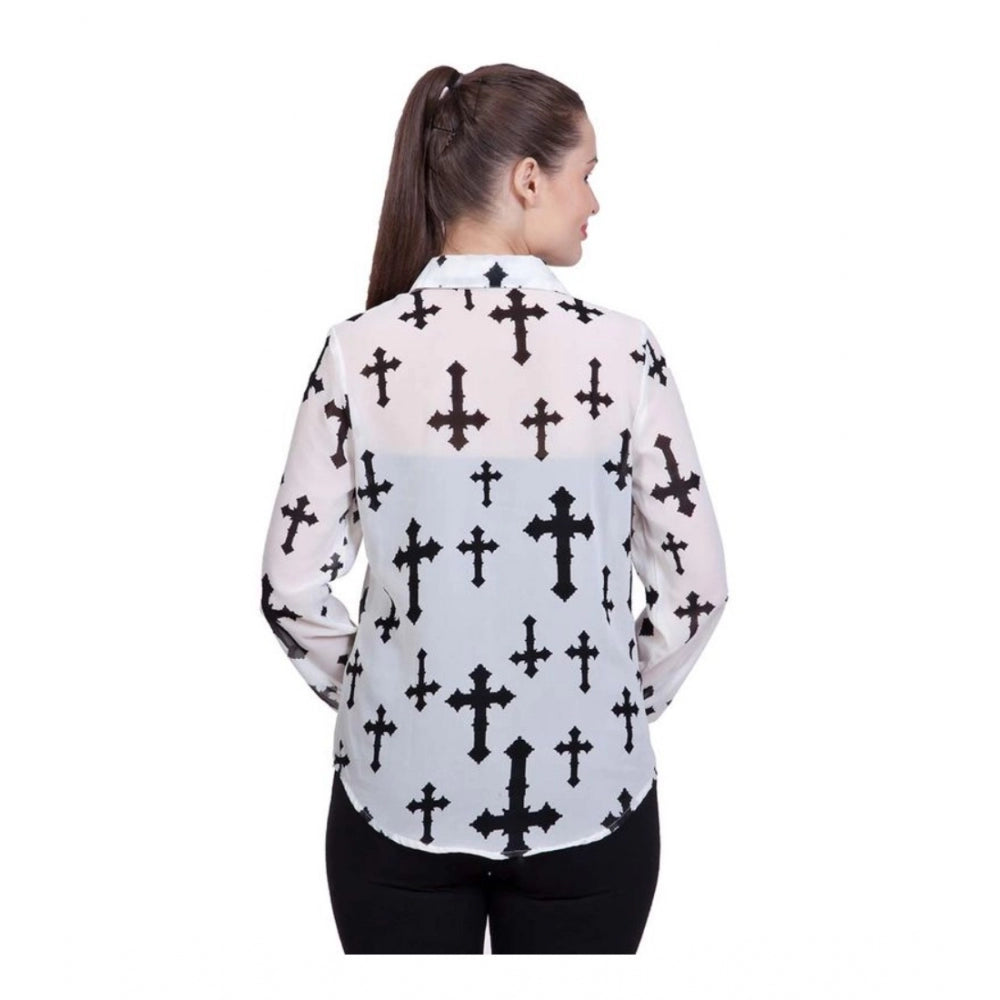 Women'S Polyester Printed Long Sleeves Standard Length Shirt (