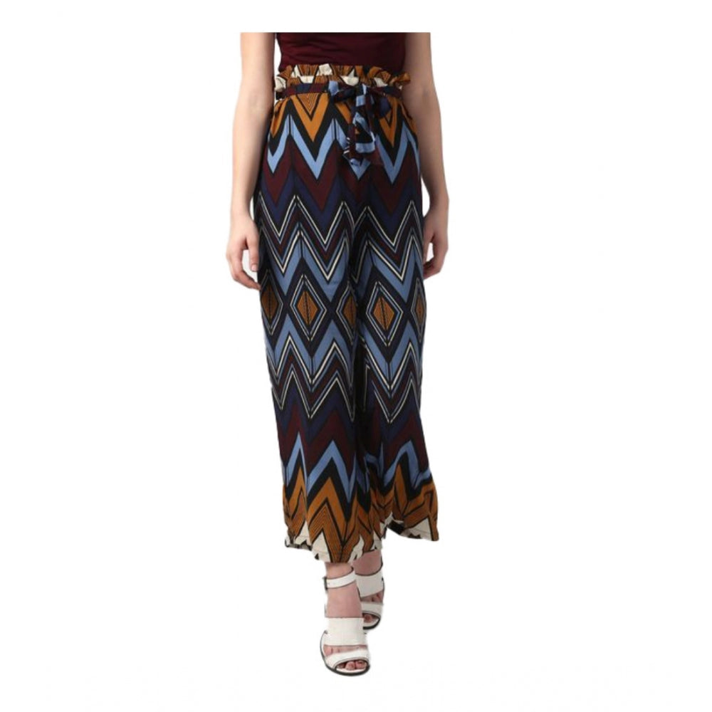 Women'S Polyester Chevron Elasticated Trousers (Multicolor)