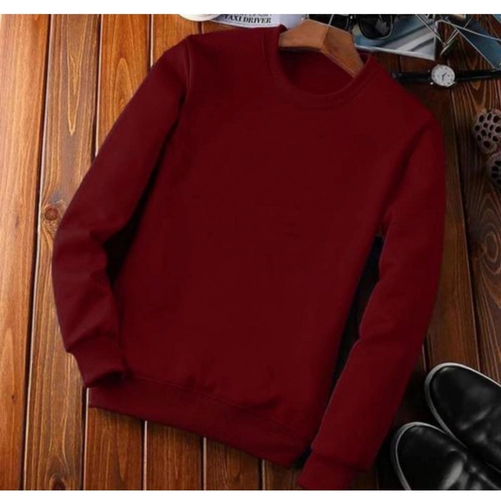 Men'S Casual Fleece Solid Round Neck Long Sleeves Sweatshirt (