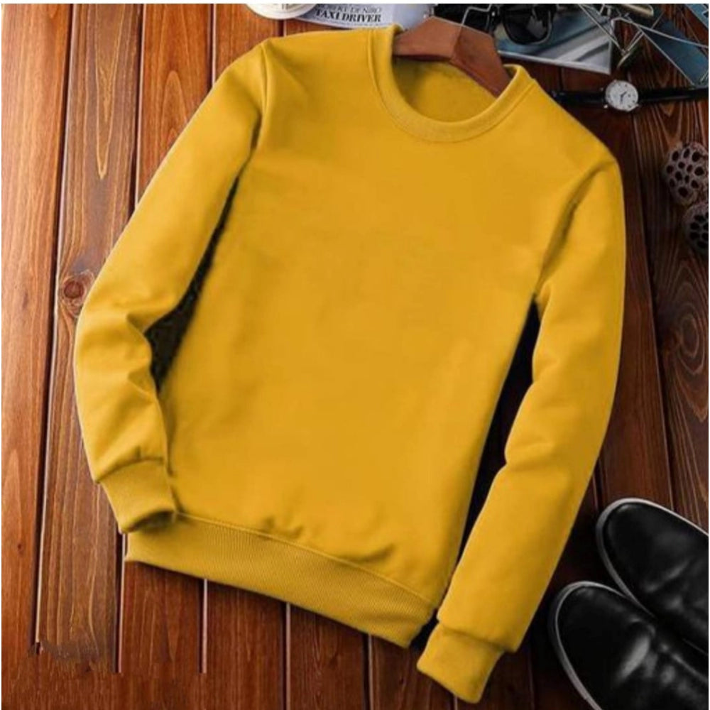 Men'S Casual Fleece Solid Round Neck Long Sleeves Sweatshirt (