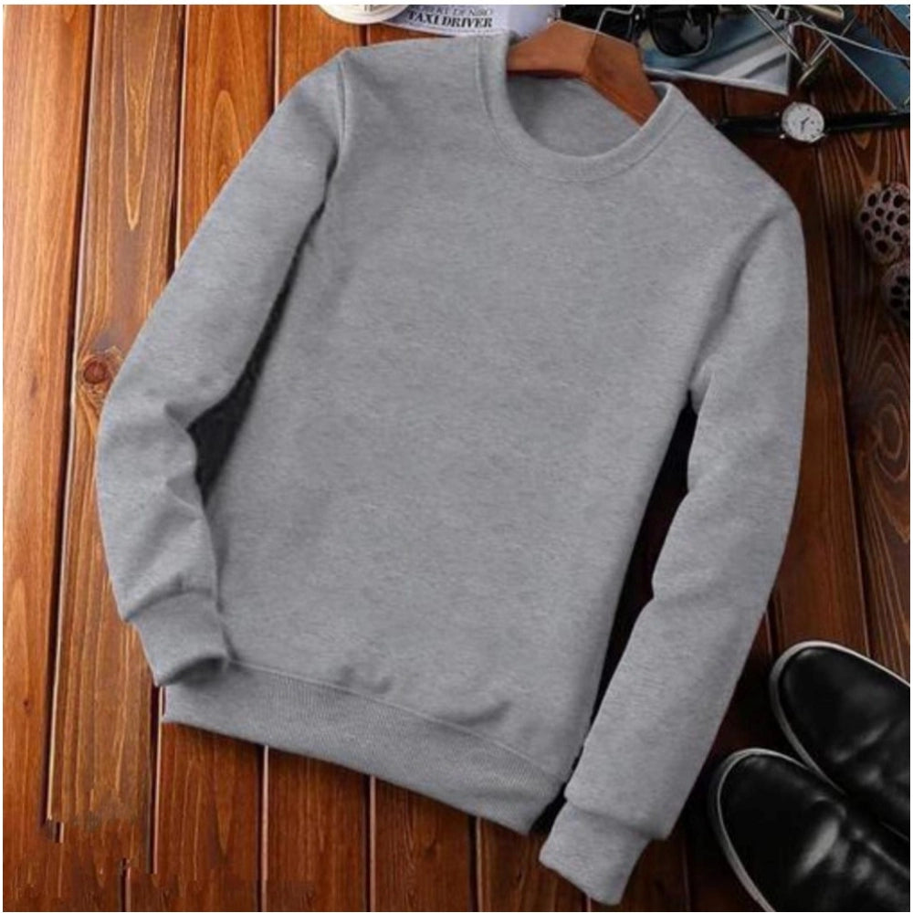 Men'S Casual Fleece Solid Round Neck Long Sleeves Sweatshirt (