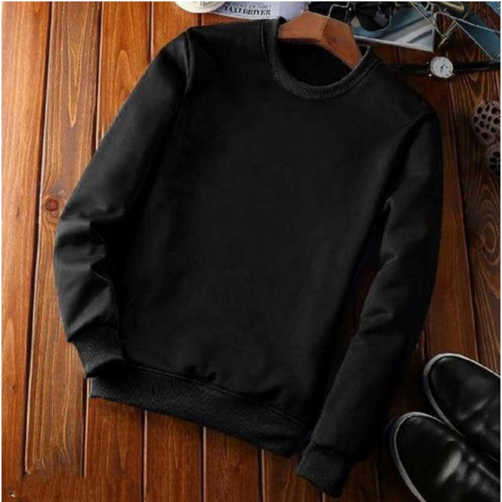 Men'S Casual Fleece Solid Round Neck Long Sleeves Sweatshirt (