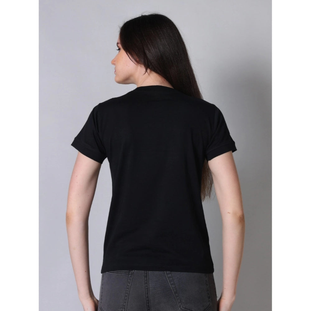 Women'S Cotton Blended Solid Round Neck Half Sleeve T-Shirt (B