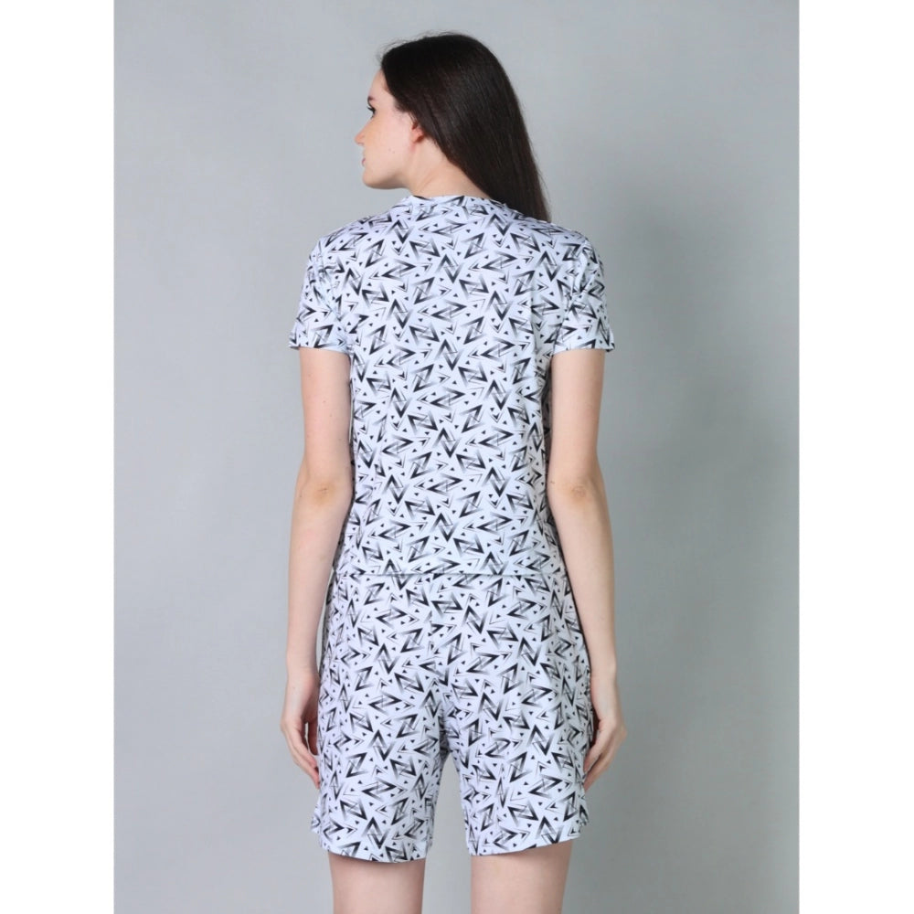Women'S Cotton Blended Printed Round Neck Half Sleeve Top - Sh
