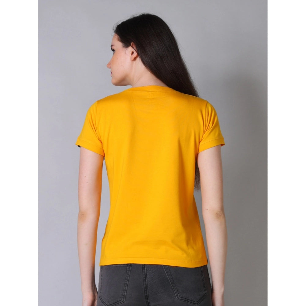 Women'S Cotton Blended Solid Round Neck Half Sleeve T-Shirt (M