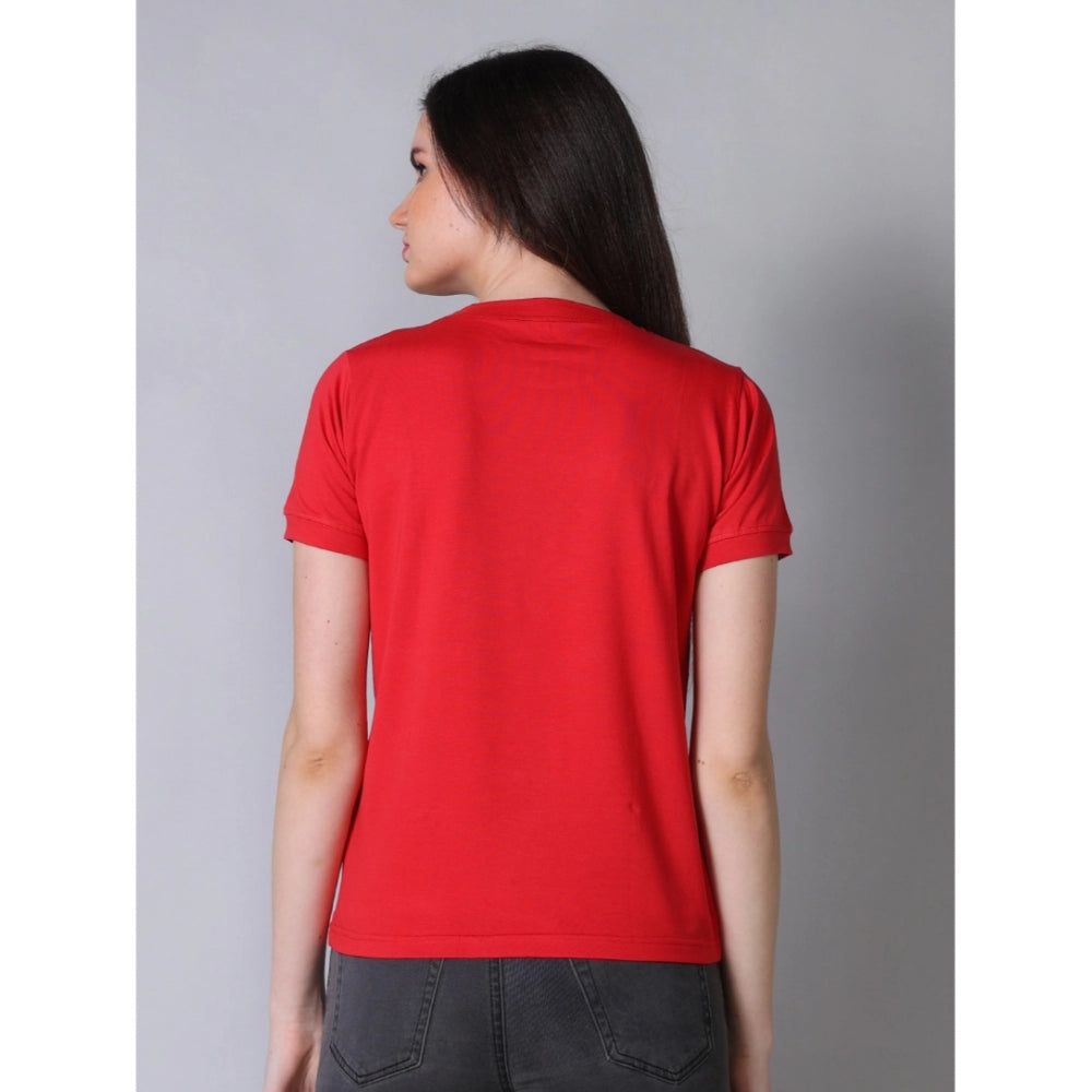 Women'S Cotton Blended Solid Round Neck Half Sleeve T-Shirt (R