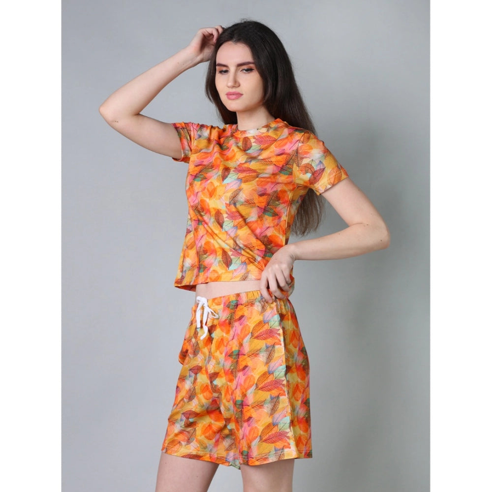Women'S Cotton Blended Printed Round Neck Half Sleeve Top - Sh