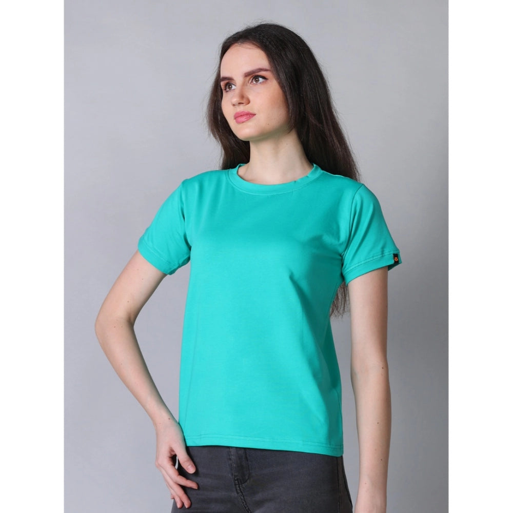 Women'S Cotton Blended Solid Round Neck Half Sleeve T-Shirt (G