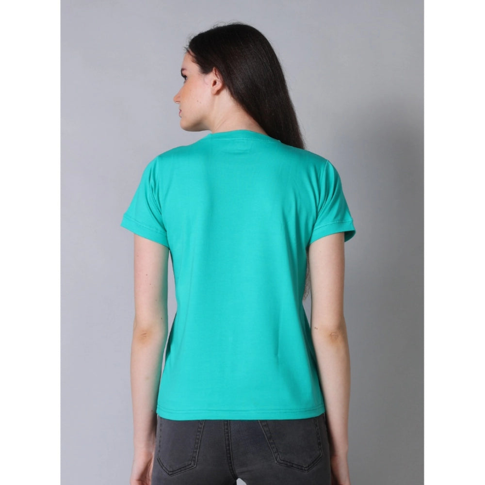 Women'S Cotton Blended Solid Round Neck Half Sleeve T-Shirt (G