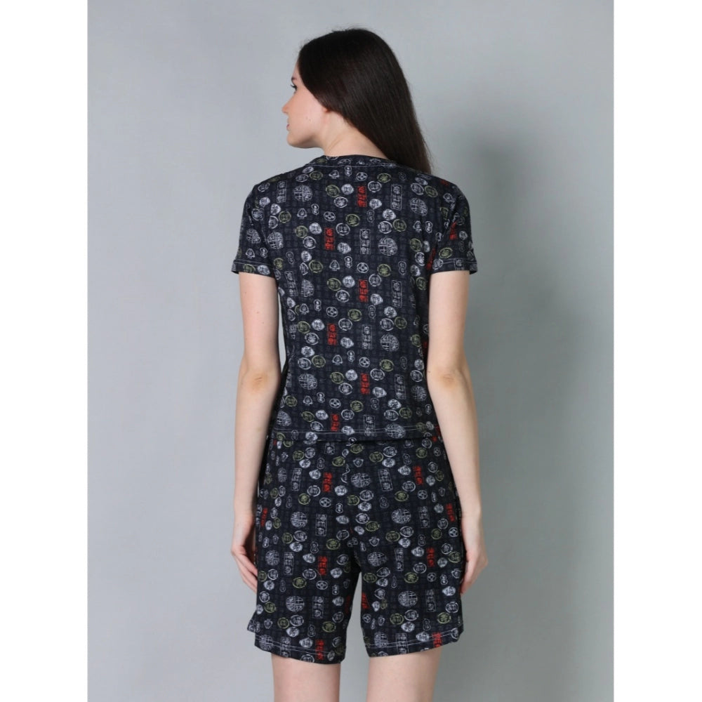 Women'S Cotton Blended Printed Round Neck Half Sleeve Top - Sh