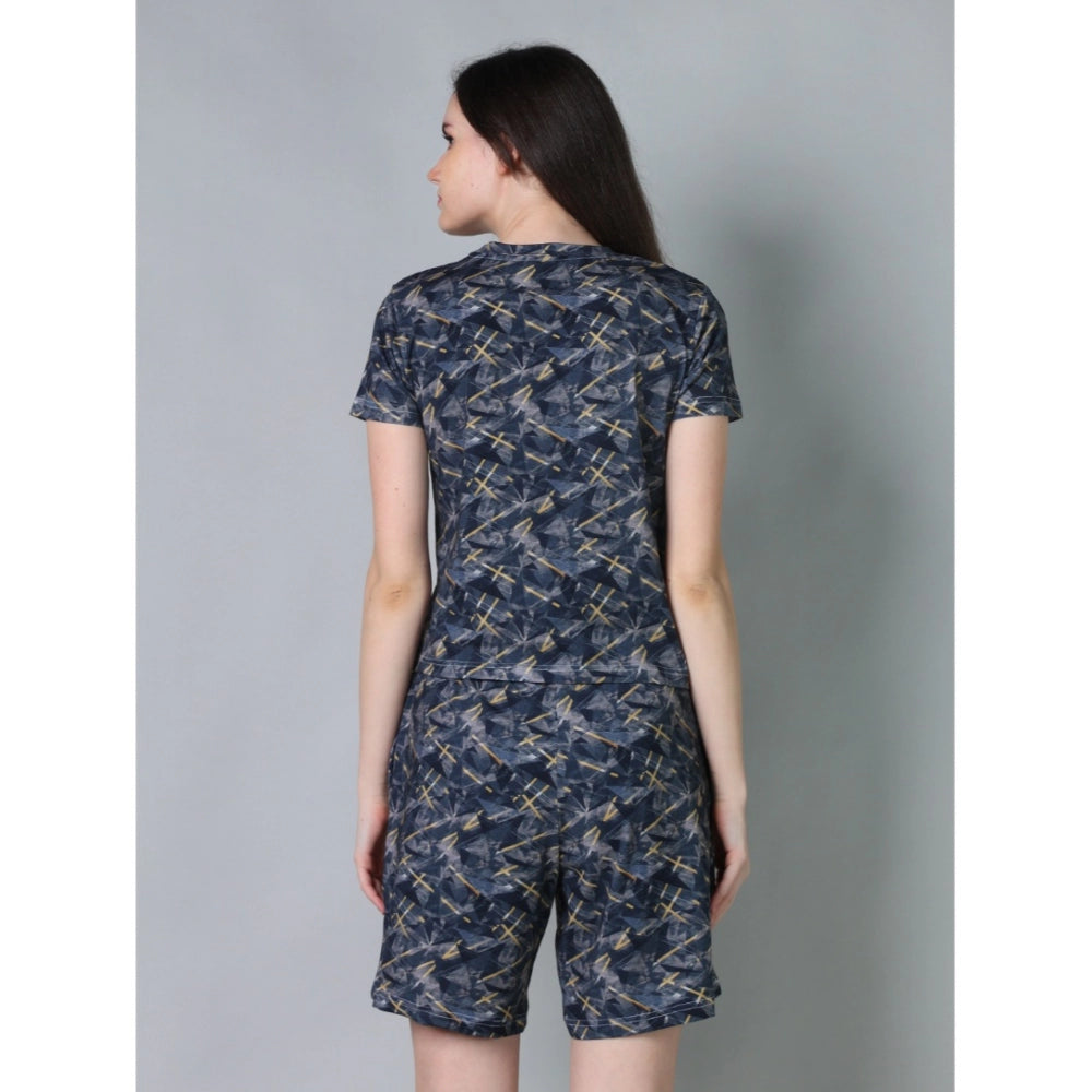 Women'S Cotton Blended Printed Round Neck Half Sleeve Top - Sh