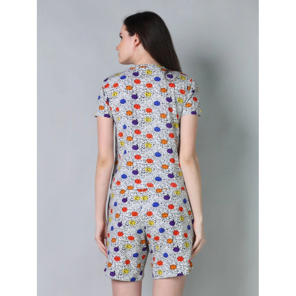 Women'S Cotton Blended Printed Round Neck Half Sleeve Top - Sh