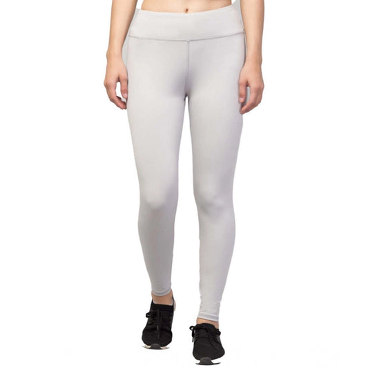 Women'S Polyester Solid Ankle Length High-Rise Tights (Light G