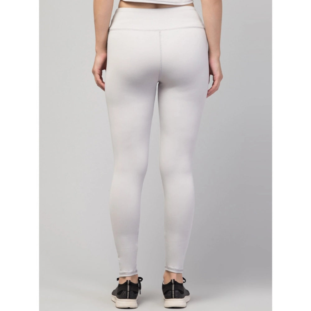 Women'S Polyester Solid Ankle Length High-Rise Tights (Light G