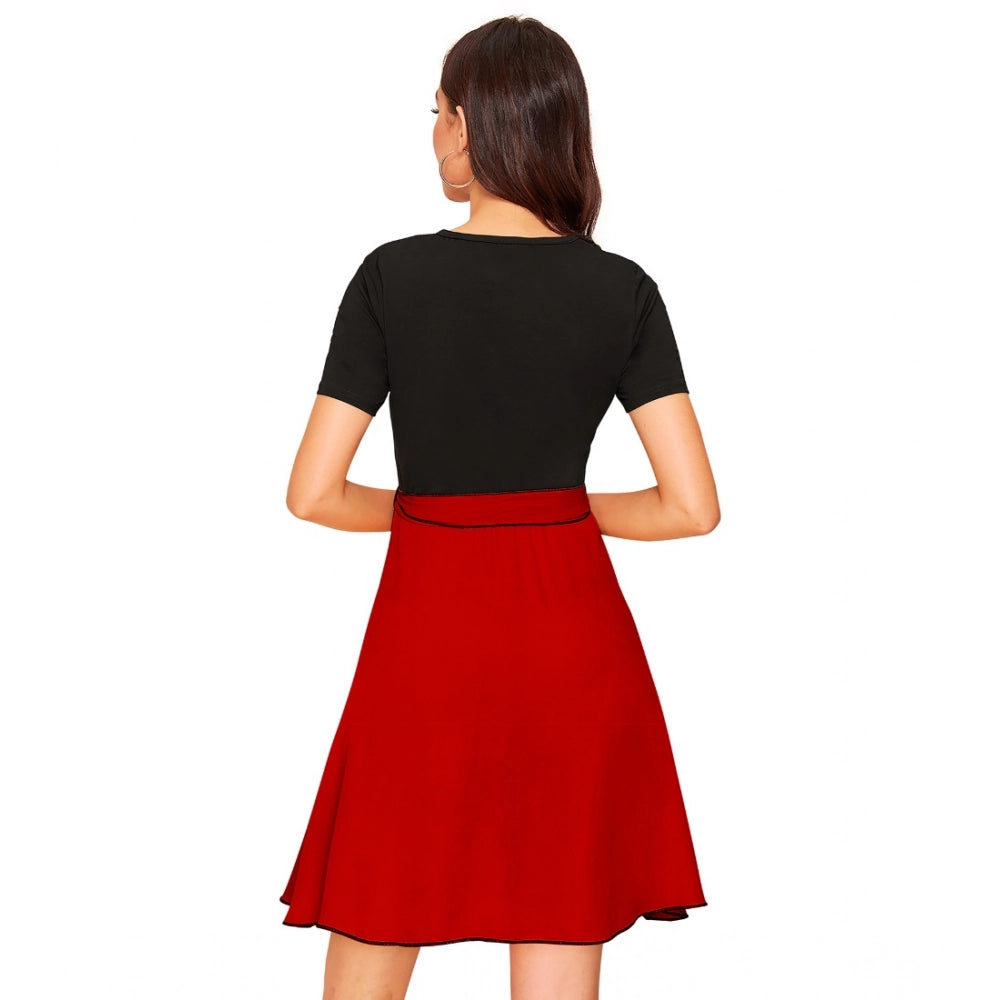 Women'S Knitting Stretchable Solid Round Neck Cap Sleeve Dress