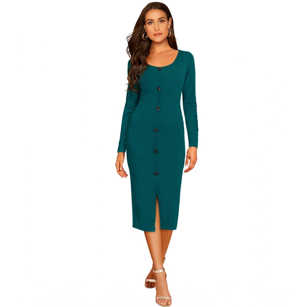 Women'S Knitting Stretchable Round Neck Full Sleeve Dress (Mor